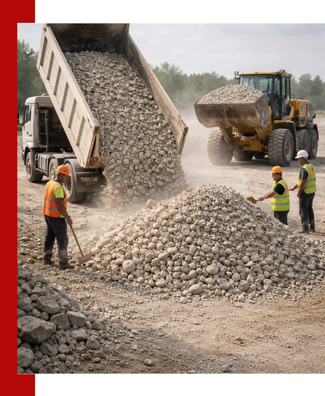 Доставка известнякового щебня фр. 40-70 в Угличе