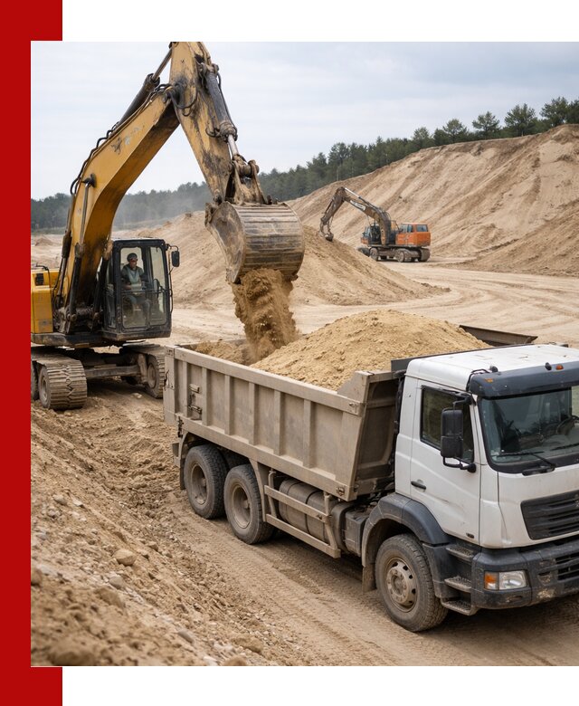 Доставка карьерного песка с самосвалами и разгрузкой в Угличе