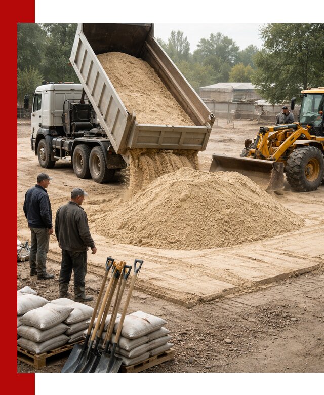 Доставка мытого песка в Угличе с самосвалами по выгодной цене
