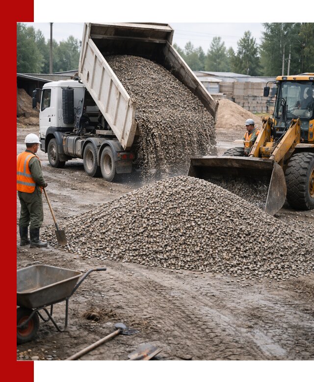 Мытый гравий с доставкой в Угличе от карьера до участка