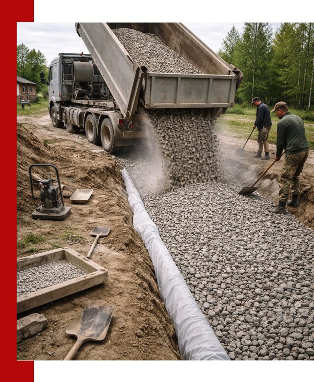 Гравий для дренажа с доставкой в Угличе качественный и недорогой