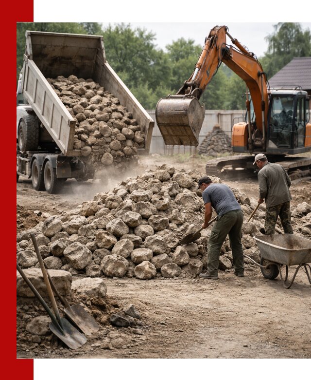 Доставка и разгрузка бутового камня в Угличе