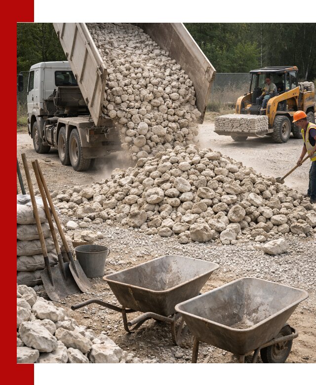 Доставка и продажа бутового известнякового камня в Угличе