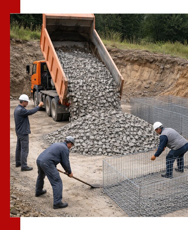 Камень для габионов с доставкой в Угличе быстро и надёжно