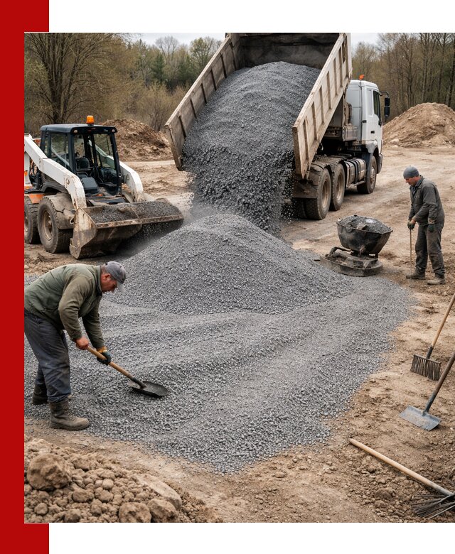 Отсев для подсыпки в Угличе — доставка и подсыпка на участок