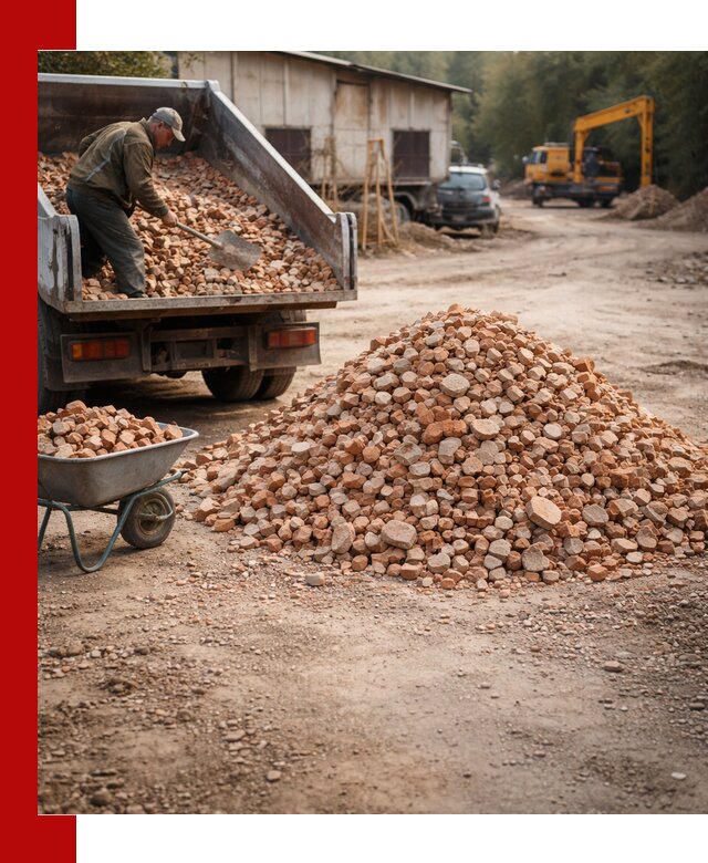 Доставка и подушка из боя кирпича с разгрузкой в Угличе